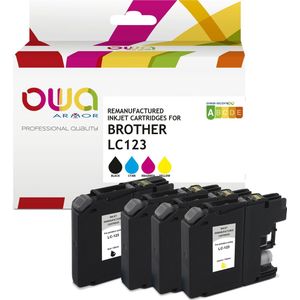 OWA Inkjet BROTHER LC123VALBP - Remanufactured Brother cartridge met chip - Zwart/Cyaan/Magenta/Geel - 750 Pagina's - LC123