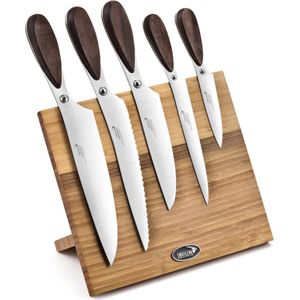 Déglon 5-delige messenset - Magnetisch bamboe blok - Walnootfineer - Stijlvol en functioneel - 26x15x21 cm