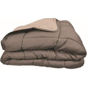 Bedrukt Dekbed Hoesloos Wasbaar Zonder Overtrek Eenpersoons - Taupe & Linnen 140x200cm - Taupe bruin - Creme beige