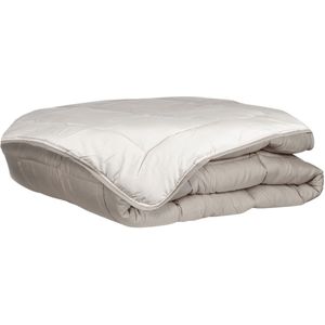 Bedrukt Dekbed Hoesloos Wasbaar Zonder Overtrek Lits Jumeaux - Taupe & Linnen 240x220cm - Taupe bruin - Creme beige