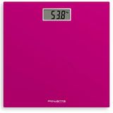 Rowenta Premiss 2 Digitale personenweegschaal, gehard glas, precisie alle 100 g, intelligente functies, groot display, inclusief batterij, fuchsia, 30 x 30 cm