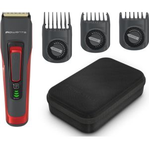 Rowenta - TN5221 - Baard- en Tondeuse - Zwart/Rood - 45 Instellingen, Zelfslijpende Messen, 120 Minuten Autonomie