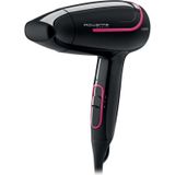 Rowenta CV3323 Nomad reishaardroger, 1600 W, compact, opvouwbaar, instelbare spanning, wereldwijd gebruik, 2 instellingen, ophangoog, stylingmondstuk, zwart/roze