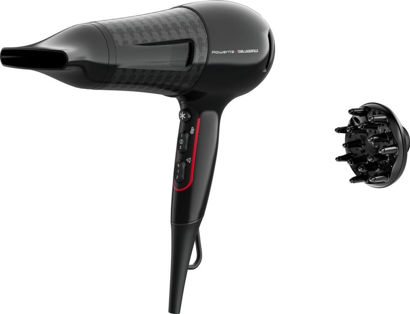 Rowenta Haartrockner Rowenta x Karl Lagerfeld CV591L Powerline, 2100 W, 2100W, Ionen, energiesparender Motor, Kaltluft, 6 Einstellungen