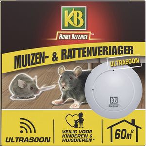 HOME DEFENSE® Ratten- en Muizenverjager - Ultrasone binnen - 60m2 bereik - Diervriendelijk