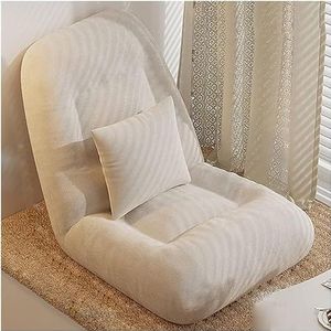 Binnenfauteuil, verstelbare vloerstoel, tiener en volwassene opvouwbare luie bank, gestoffeerde comfortabele stoel voor woonkamer en slaapkamer (kleur: wit)