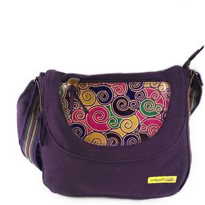 Macha Dames schoudertas van katoen en leer met kleurrijke prints handtassen India etnische stijl