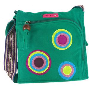 Katoenen schoudertas voor vrouwen Indiase stijl kleurrijke Rabat Boho, Hippie, Emerald,