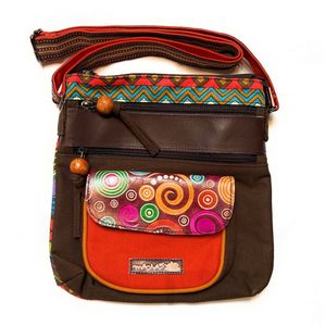 Macha Bag Indiase schoudertas van katoen en leer voor vrouwen etnische Boho Satchel sporttas handtas hippie tas