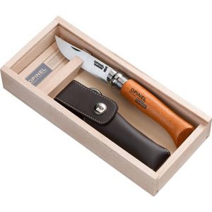 Opinel No.08 Zakmes - Carbon - Hout - Houten kistje