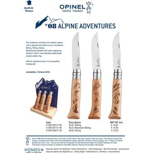 Opinel N°08 - Mountain Biking Alpine - Serie Opinel Engravings - RVS en hout