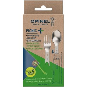 Opinel Picnic Plus reisbestek - 4-delig - RVS/beukenhout - zakmes