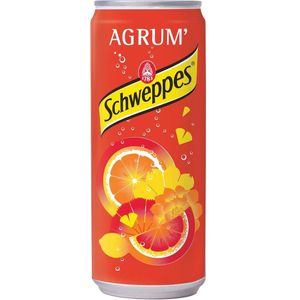 Schweppes Agrum frisdrank, blikje van 33 cl, pak van 24 stuks