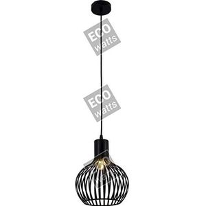 Hanglamp E27 lampenkap metaal zwart buiten/binnen kabel PVC L 100 cm
