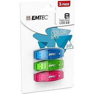 Emtec C410 8GB USB-stick USB 2.0 Color Mix - 3-pack (oranje geel roze)