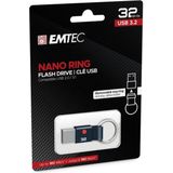 Emtec - ECMMD32GT103 - USB-stick - Zwart/Zilver - 32 GB - USB 3.0 - Nano Ring T100