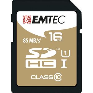 Emtec SDHC 16GB Class10 Gold + 16GB SDHC Klasse 10 geheugenkaart - geheugenkaarten (16 GB, SDHC, klasse 10, 85 MB/s, zwart, bruin)