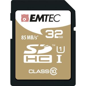 Emtec 32 GB Class 10 goud + SDHC-geheugenkaart klasse 10 - geheugenkaarten (32 GB, SDHC, Class 10, 85 MB/s, zwart, bruin)
