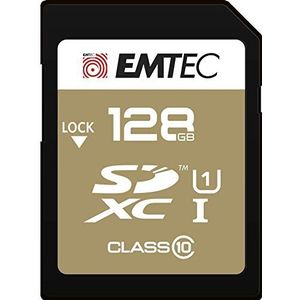 Emtec SDXC 128 GB Class 10 Gold + 128 GB SDXC-geheugenkaart klasse 10 - geheugenkaarten (128 GB, SDXC, klasse 10, 85 MB/s, zwart, bruin)