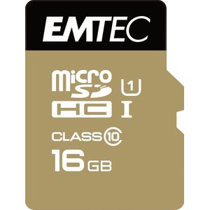 MicroSDHC 16GB EMTEC +Adapter CL10 EliteGold UHS-I 85MB/s Blister