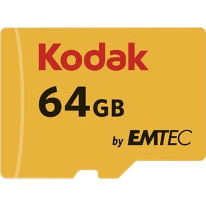 Kodak - Micro SD-kaart - 64 GB - UHS-I U1 V10 A1 - Micro SD-geheugenkaart - Leessnelheid 85MB/s Max - Schrijfsnelheid 25MB/s Max