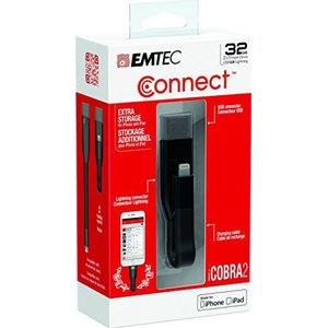 Emtec USB 3.0 (3.1) T500 iCobra V2 32 GB OTG Dual USB-A/Lightning voor smartphone en tablet met oplaadfunctie, ergonomisch design, zacht
