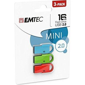 Emtec D250 Mini 16 GB USB 2.0 Capacity USB Flash Drive USB-stick (16 GB, USB 2.0, stekker type A, zonder deksel)