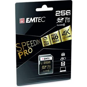Emtec SPEDIN Class 10 UHS-1 U3 V30 SD-geheugenkaart (256 GB)
