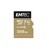 EMTEC - MicroSD-kaart - 128 GB - Zwart/Goud - Speedin-serie - Met adapter