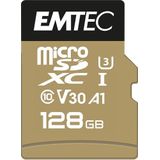 EMTEC - MicroSD-kaart - 128 GB - Zwart/Goud - Speedin-serie - Met adapter