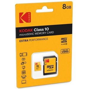 KODAK MicroSDHC-geheugenkaart, micro-SD, 8 GB, met SD-adapter, klasse 10