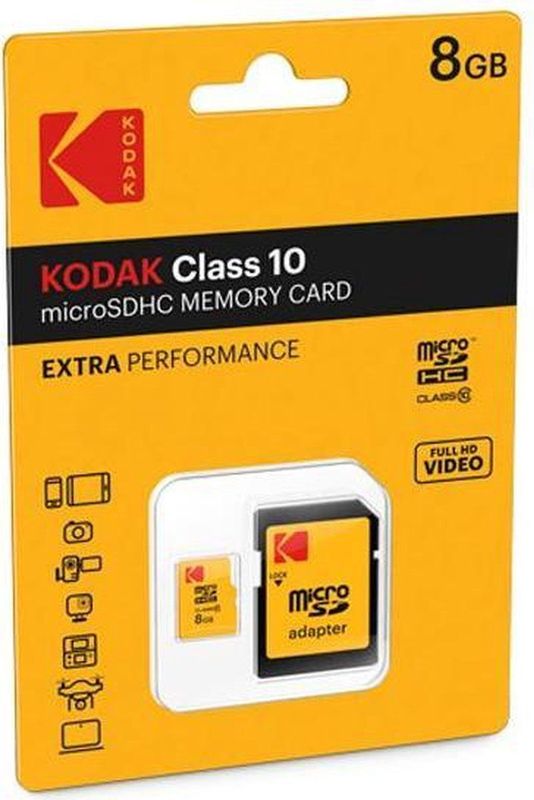 Kodak - microSDHC - Geheugenkaart - 8GB - Class 10 met SD-adapter