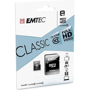 Emtec - ECMSDM8GHC10CG - microSDHC-kaart - 8 GB - klasse 10 - Classic serie