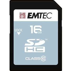 EMTEC ECMSD16GHC10CG SD-kaart, klasse 10, serie: Classic, SDXC, leessnelheid tot 25 MB/s, 16 GB, zwart