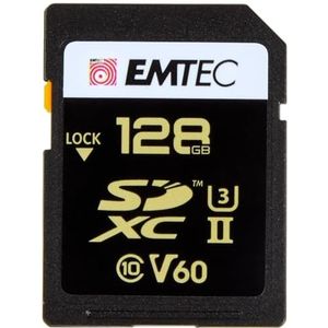 EMTEC - SDXC-kaart UHS-II U3 V60 SpeedIN Pro+ ECMSD128GUHS2V60 - Geheugenkaart - Burst foto's, Full HD-video's, 3D, 4K, 8K UHD - Opslagcapaciteit 128GB, 128GB - 2 rijen PIN op de achterkant -