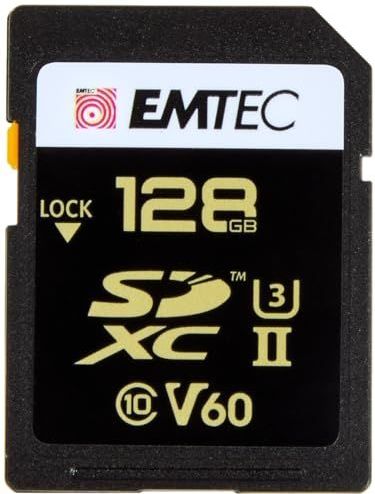 EMTEC - SpeedIN Pro+ ECMSD128GUHS2V60 - SDXC-kaart - Zwart/Goud - Opslagcapaciteit 128GB