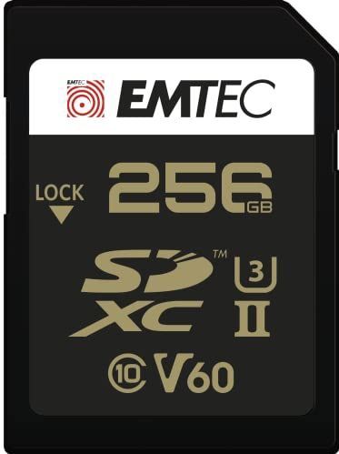 EMTEC - SpeedIN Pro+ ECMSD256GUHS2V60 - Geheugenkaart - Zwart/Goud - Opslagcapaciteit 256GB