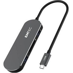 Emtec USB type C hub T650C met SD-kaartlezer, 3x USB-A 3.0, USB-C, SD-kaartlezer, HDMI