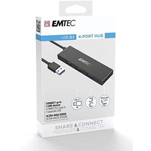 EMTEC Hub Ultra Slim USB 3.1 4-Port T620A Type-A - Micro SD, ECHUBT620A