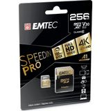 EMTEC - ECMSDM256GXC10SP - MicroSD-kaart - Zwart/Goud - 256 GB - Lees- en schrijfsnelheid tot 100 MB/s
