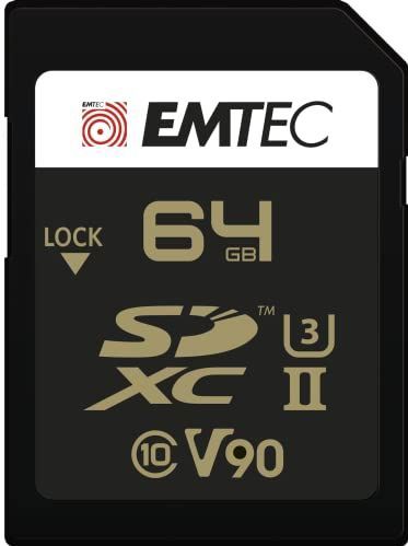 EMTEC - SpeedIN Pro+ ECMSD64GUHS2V90 - Geheugenkaart - Zwart/Goud - Opslagcapaciteit 64GB