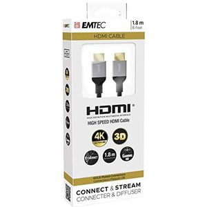 Emtec ECCHAT700HD HDMI-kabel, 4K Ultra HD, Ethernet 3D, collectie T700-180 cm, zwart