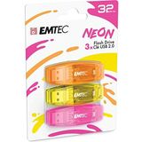 USB 2.0 Flash-Drive - Neon Geel - 32 GB - 3-Pack