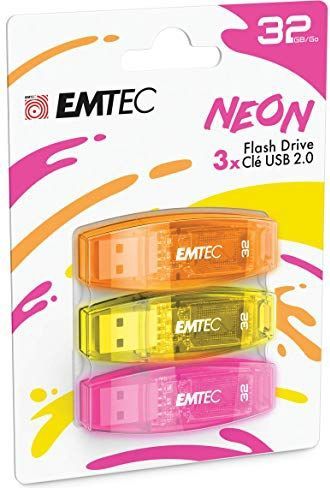 USB 2.0 Flash-Drive - Neon Geel - 32 GB - 3-Pack