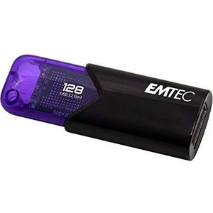 Emtec USB 3.0 (3.2) Click Easy B113, 128 GB Flash Drive, externe opslag, 20 Mbps lezen, 10 Mbps schrijven, Click Easy - 21 x 57 x 12 mm, violet