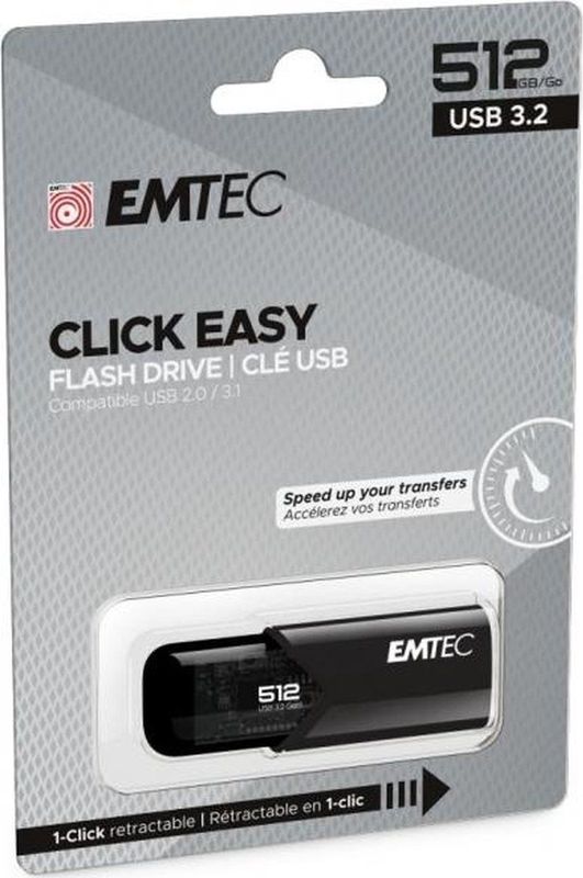 Emtec - B110 Click Easy - USB Flash Drive - 512GB - Zwart