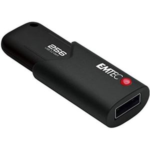 Emtec USB 3.0 (3.2) Click Secure B120, 256 GB Flash Drive, externe opslag, lezen 100 Mb/S, schrijven 20 Mb/S, met AES260 encryptiesoftware, zwart ECMMD256GB123