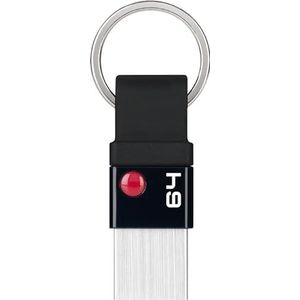 Emtec ECMMD64GT103 USB-stick – 3.0 (3.1) – Serie Désign – collectie nano-ring T100 – 64 GB – zwart/zilver metaal en afneembare kunststof sleutelhanger