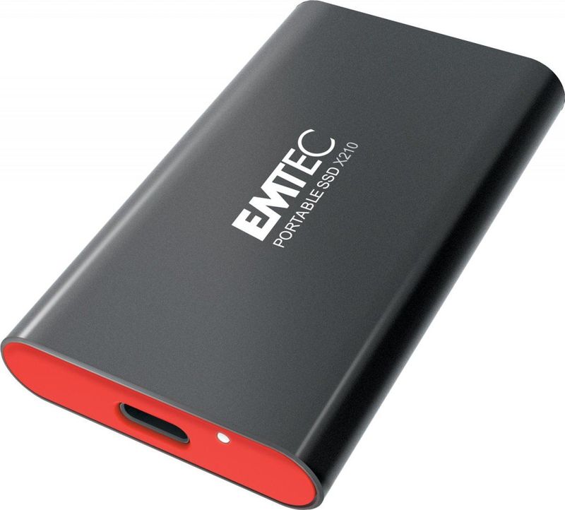 Emtec - X210 - Externe SSD - Zwart/Rood - USB 3.2 Gen2, Stoot- en Trillingsbestendig