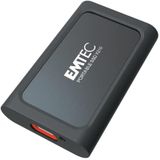 Emtec Externe SSD X210 Elite 1TB - achterwaarts compatibel met USB 3.2 Gen1 en 2.0 - 3D NAND Flash technologie - USB-C 3.2 Gen2 naar USB-A kabel en siliconen beschermhoes inbegrepen zwart